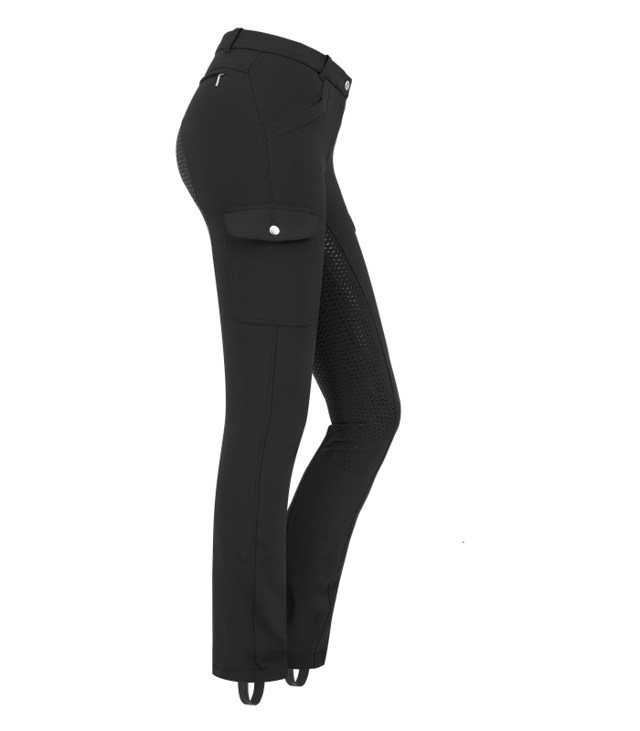 E.L.T Ladies Micro Jodhpur Cargo Silicone Breeches #colour_black