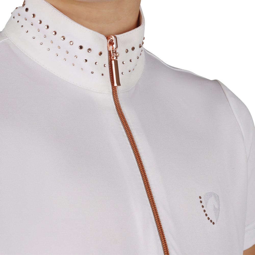 Hy Equestrian Roka Royal Show Shirt #colour_white-rose-gold