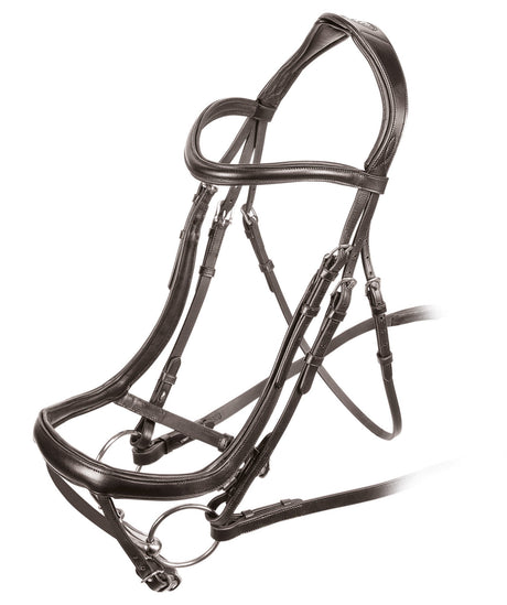 Shires Velociti RAPIDA Ergonomic Curved Flash Bridle #colour_havana