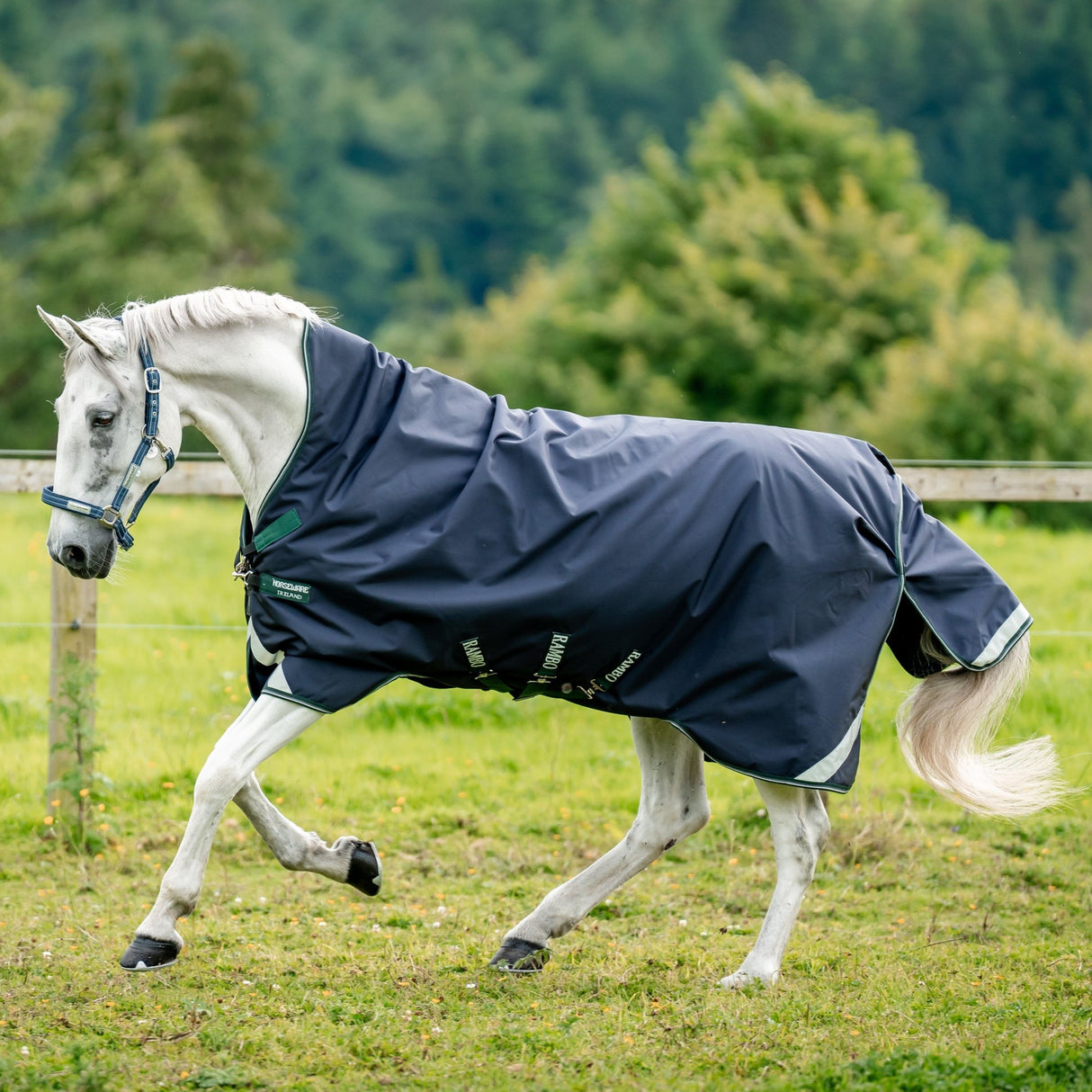 Horseware Ireland Rambo Wug Turnout 200g #colour_navy-hunter-green-silver