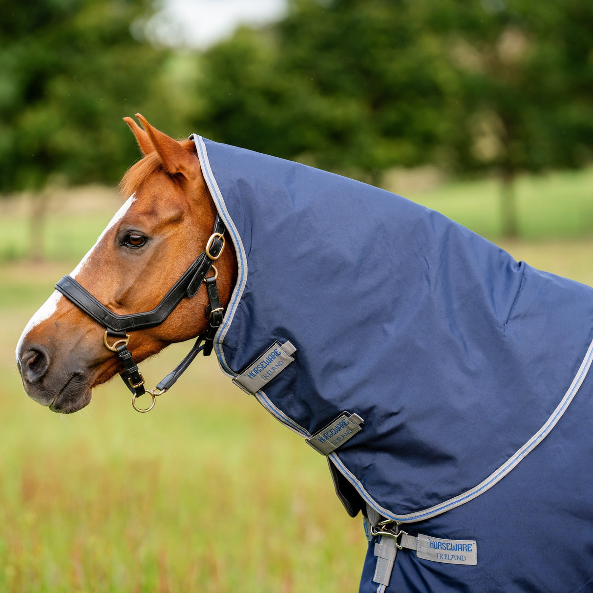 Horseware Ireland Rhino Turnout Hood 0g #colour_navy-titanium-grey-classic-blue