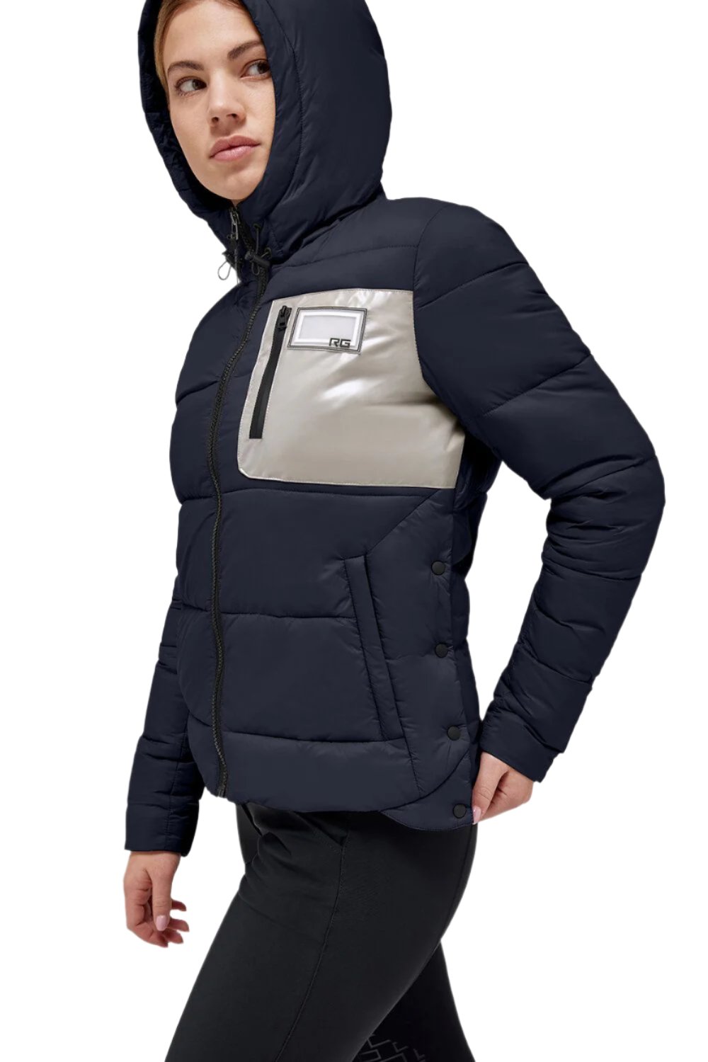 Rider's Gene Nylon Quilted Hooded Puffer Jacket #colour_navy