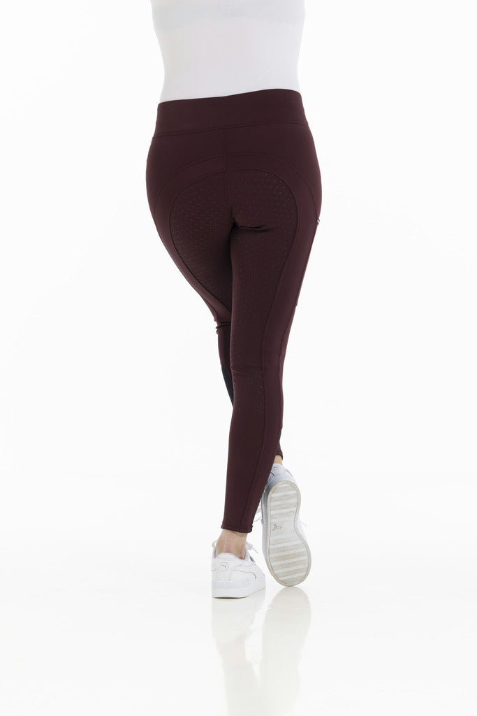 Equitheme Ladies Brigitte Silicone Seat Pull-On Breeches #colour_burgundy