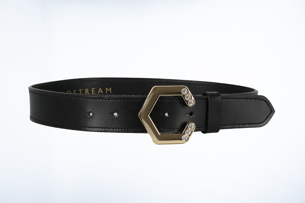 Coldstream Hutton Diamante Leather Belt #colour_black-gold