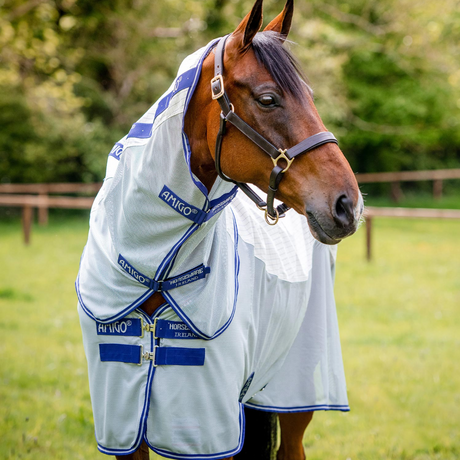 Horseware Ireland Amigo Airflow #colour_navy-check-atlantic-blue-ivory