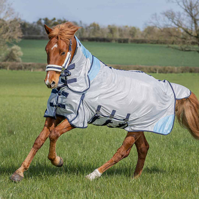 GS Equestrian Combo Fly Rug #colour_silver-blue