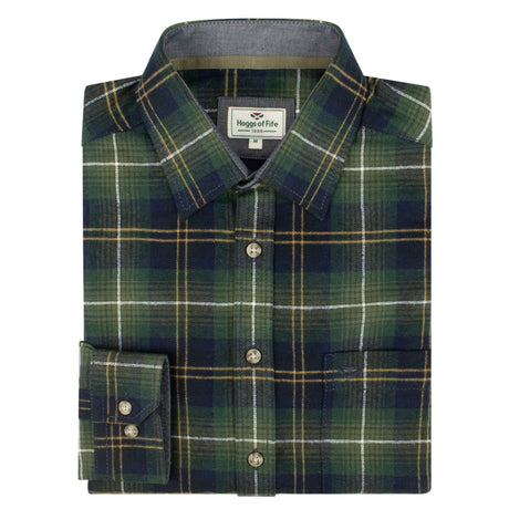 Hoggs of Fife Pitmedden Men's Flannel Check Shirt #colour_green-check