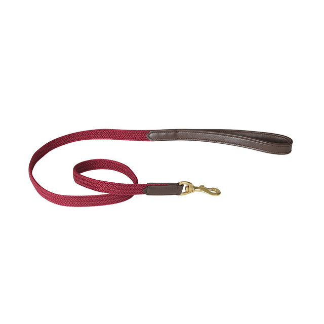 Weatherbeeta Leather Plaited Dog Lead #colour_brown-maroon